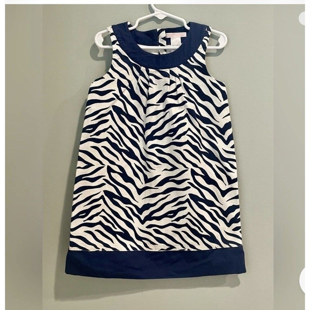 Janie and Jack Navy Zebra Print Sleeveless Midi Dress Size 8